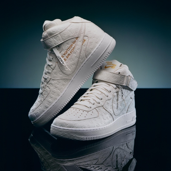 Men's Outlet Sale on the Original Louis Vuitton X Air Force 1 Mid Triple White